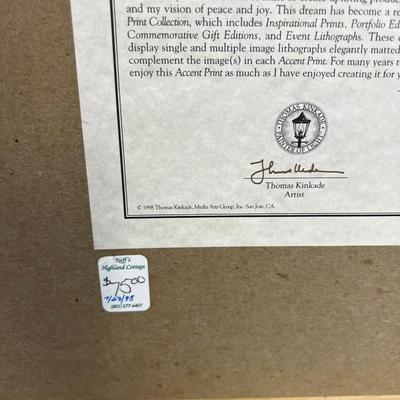 Thomas Kinkade Picture "Chandlers Cottage " COY included.  Print Framed. Lovely