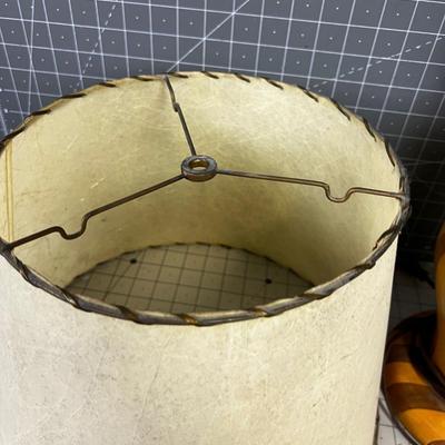 Turned Wood Table Lamp with Fiberglass Shade, 