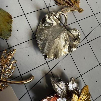 Leaf Pins: Bronze, Copper, Gold and Green 