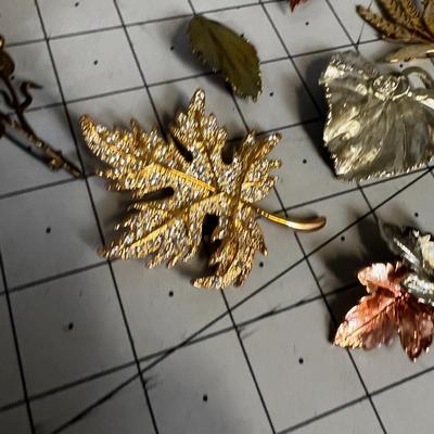 Leaf Pins: Bronze, Copper, Gold and Green 