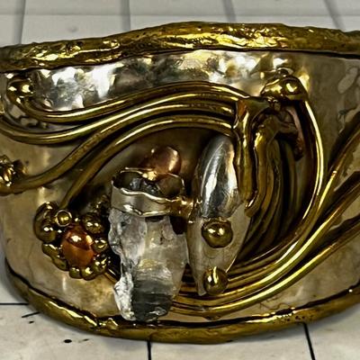 Cuff Bracelet; with Crystal, Copper, Brass 