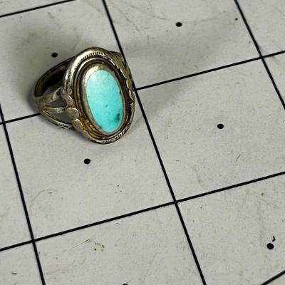 Antique Silver and Turquoise Ring Size 5 
