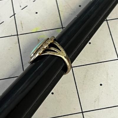 Antique Silver and Turquoise Ring Size 5 