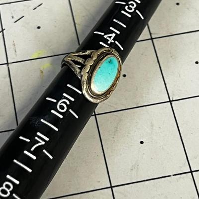 Antique Silver and Turquoise Ring Size 5 