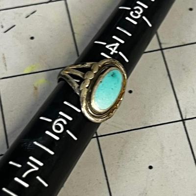 Antique Silver and Turquoise Ring Size 5 