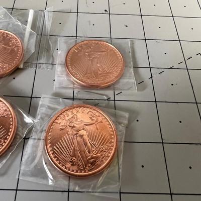 (4) One Ounce Liberty Walking Coins in Copper 