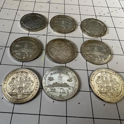 9 Metal Wyoming 75th Anniversary Coins 