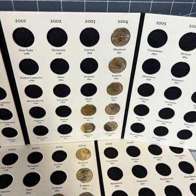 4 Partial Books of State Commemorative Quarters with 26 total Quarters in 4 books