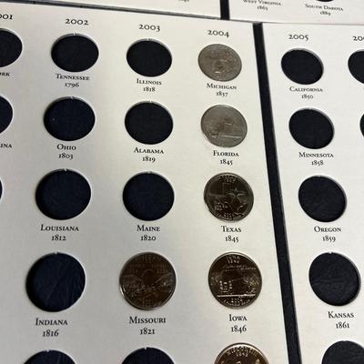 4 Partial Books of State Commemorative Quarters with 26 total Quarters in 4 books