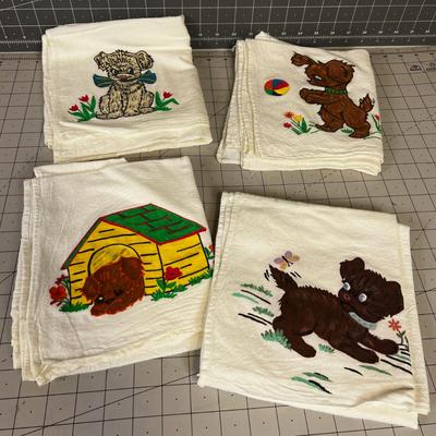 Puppy Dog Dish Towels (4) 