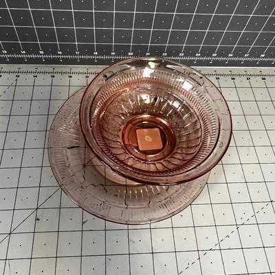 Pink Anchor Hawking Bowl and Salad Plate NEW 