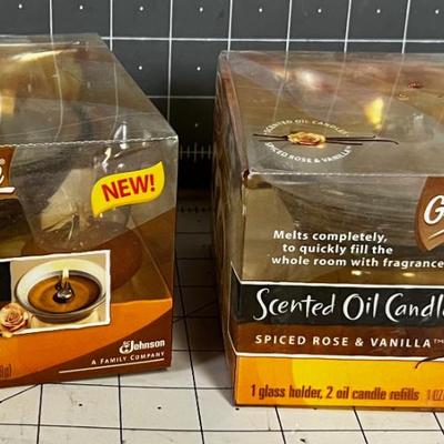 Scented oil Candles Pair, Spiced Rose and Vanilla 