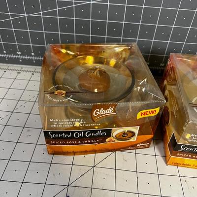 Scented oil Candles Pair, Spiced Rose and Vanilla 