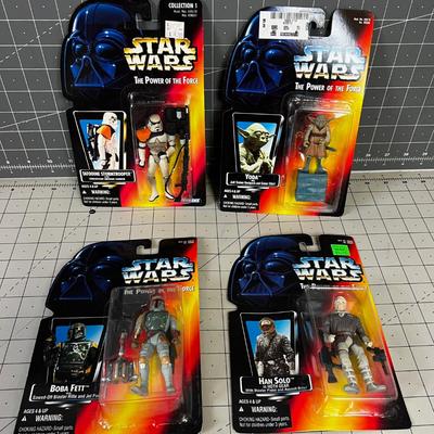 (4) Star Wars Power of the Force Set C -  NEW on the Card