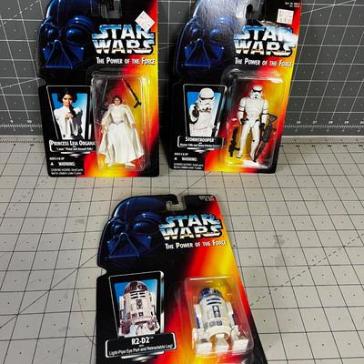 (3) Star Wars Power of the Force Set D-  NEW on the Card