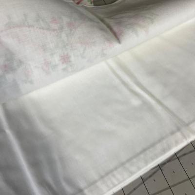 Pair of Embroidered Pink Leaf Pillow Cases Std Size