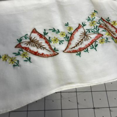 Same Pair of Embroidered Orange & brown Leaf Pillow Cases Std Size