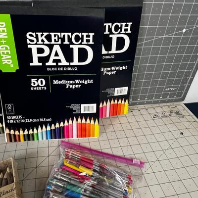 Sketch Pads, Twig Pencils, and Colored Pens 
