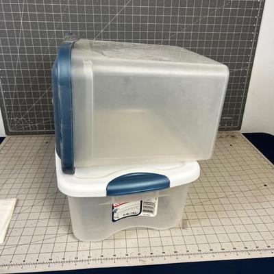 2 Small Tote Storage Boxes with Lids.