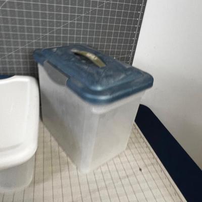 2 Small Tote Storage Boxes with Lids.