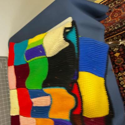Crocheted Throw; Black and Colorful Squares