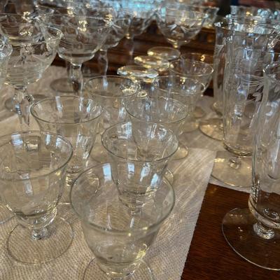 Giant Set of Crystal Stem Ware Service for 12