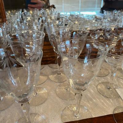 Giant Set of Crystal Stem Ware Service for 12
