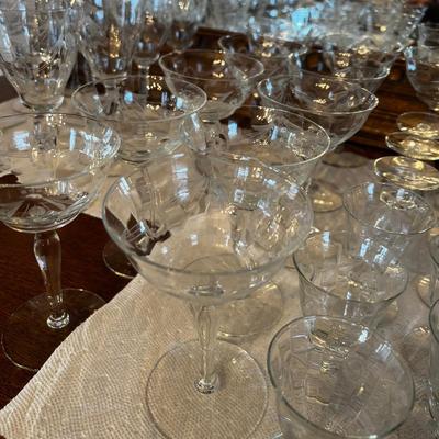 Giant Set of Crystal Stem Ware Service for 12