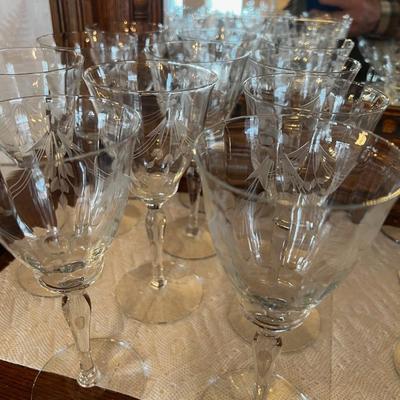 Giant Set of Crystal Stem Ware Service for 12