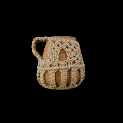 Vintage Bean Pot, Macrame Pitcher, and Vase