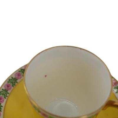 Antique Yellow Rose Designed Cups and Saucers