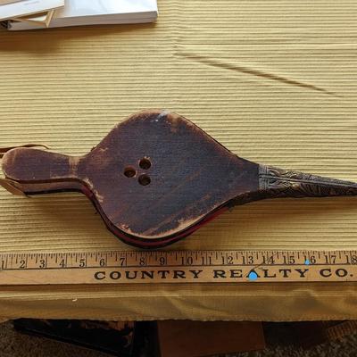 Antique Fireplace Bellow, Brass Inlay Wood- Works Great