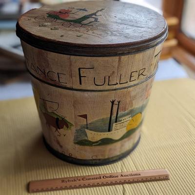 Charming Painted Constance Fuller Threinen Wooden Bucket with Lid