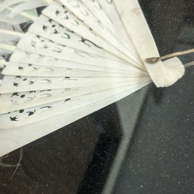 Framed Antique Art and Hand Painted Peacock Fan
