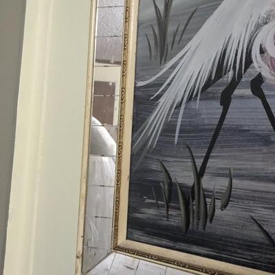 M Devoe Style Egret/Heron Mid Century Painting