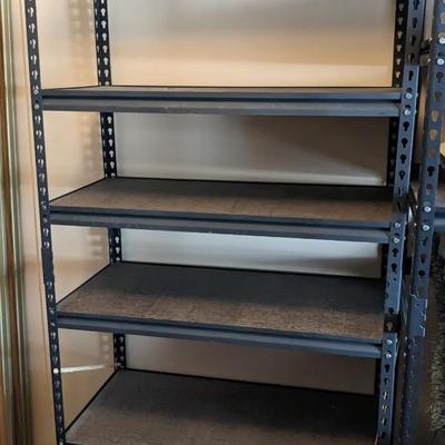 Metal Shelves and Twin Bed