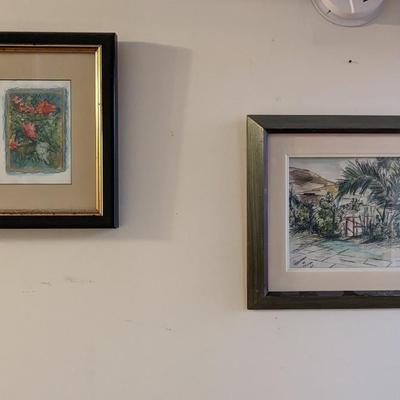 Framed Floral & Landscape Watercolor Assortment