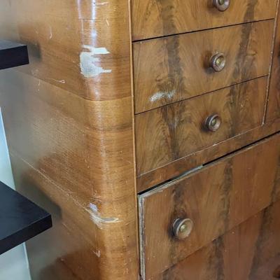 Waterfall Dresser, Art Deco Mirror, Mod Shelf