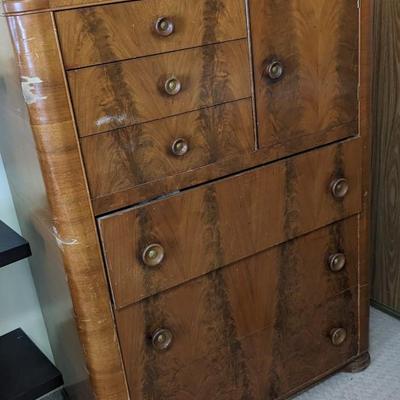 Waterfall Dresser, Art Deco Mirror, Mod Shelf