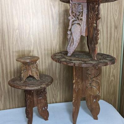 Hand Carved Butterfly Leg Wood Tables