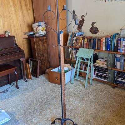 Vintage Wrought Iron Candlestick Floor Stand