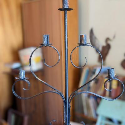 Vintage Wrought Iron Candlestick Floor Stand