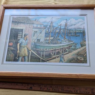 Original Harvey Fuller Painting, Boatyard Blacksmith