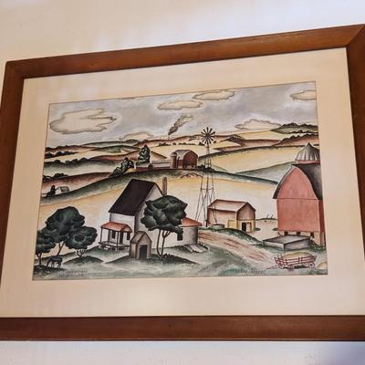 Original Lois Ireland Painting, 1941 Completed at 13 yrs old, Grain Fields