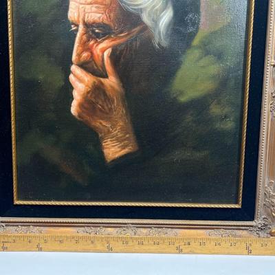 Vintage Southern Gothic Country Gasping Elderly Lady Oil Painting with Purchase Provenance