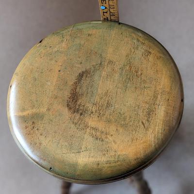 Vintage Oak Glass Ball Claw Foot Stool