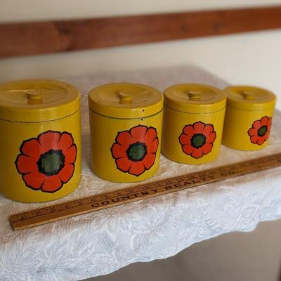 Retro Melamine Flower Canister Set