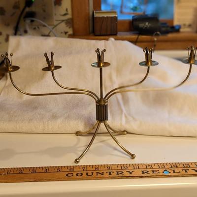 Very Cool MCM Brass/wood Candlestick Holder
