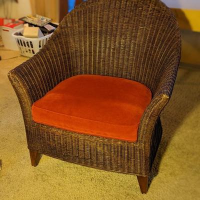 Truly Wonderful Vintage Wicker Chair with Well Made Seat Cushion