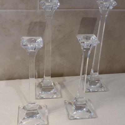Double Set of Crystal Candlestick Holders